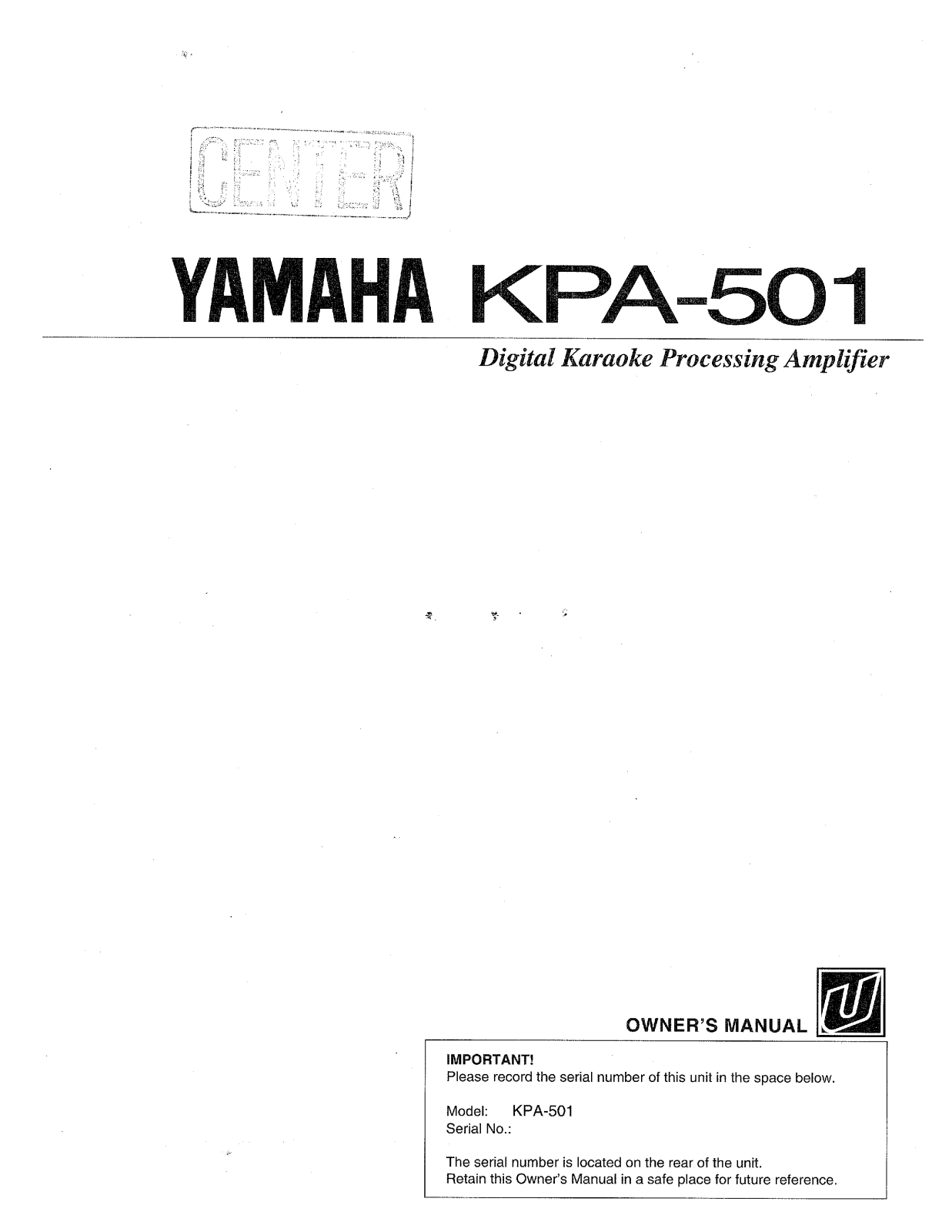 Yamaha KPA501 User Manual