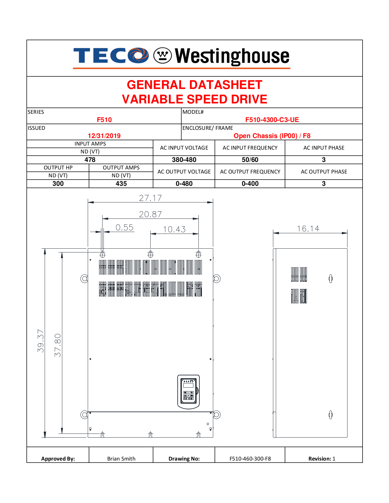 Teco F510-4300-C3-UE Data Sheet