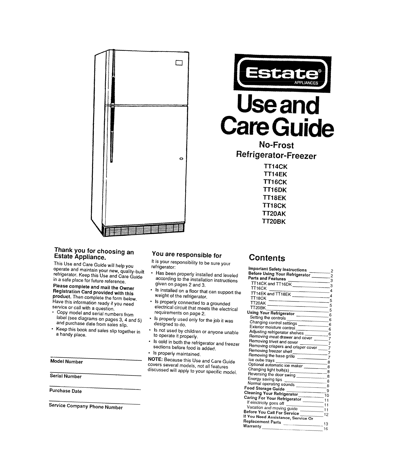 Whirlpool TTI4CK, TT20AK, TTI 6DK, TT14EK, TT2OBK User Manual - ManualMachine.com