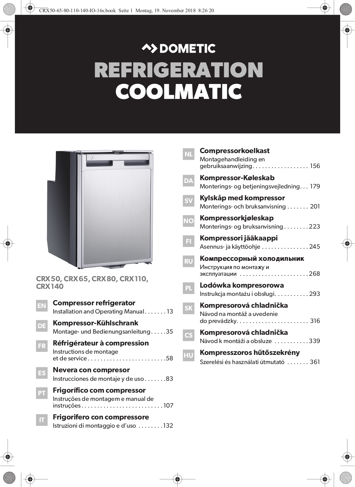 Dometic CRX50, CRX140, CRX110, CRX80, CRX65 User Manual