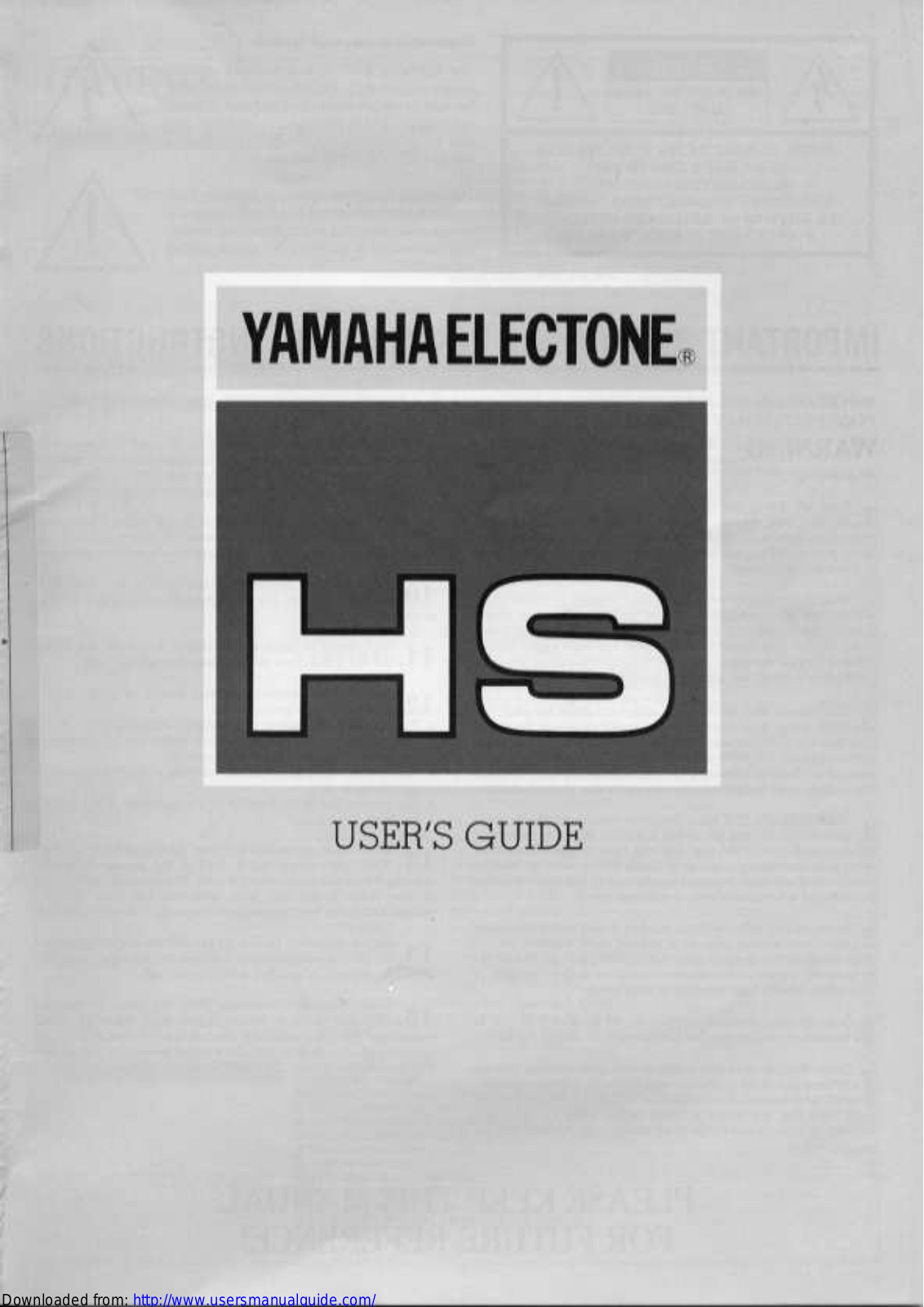 Yamaha Audio HS-8, HS-7, HS-6, HS-5, HS-4 User Manual