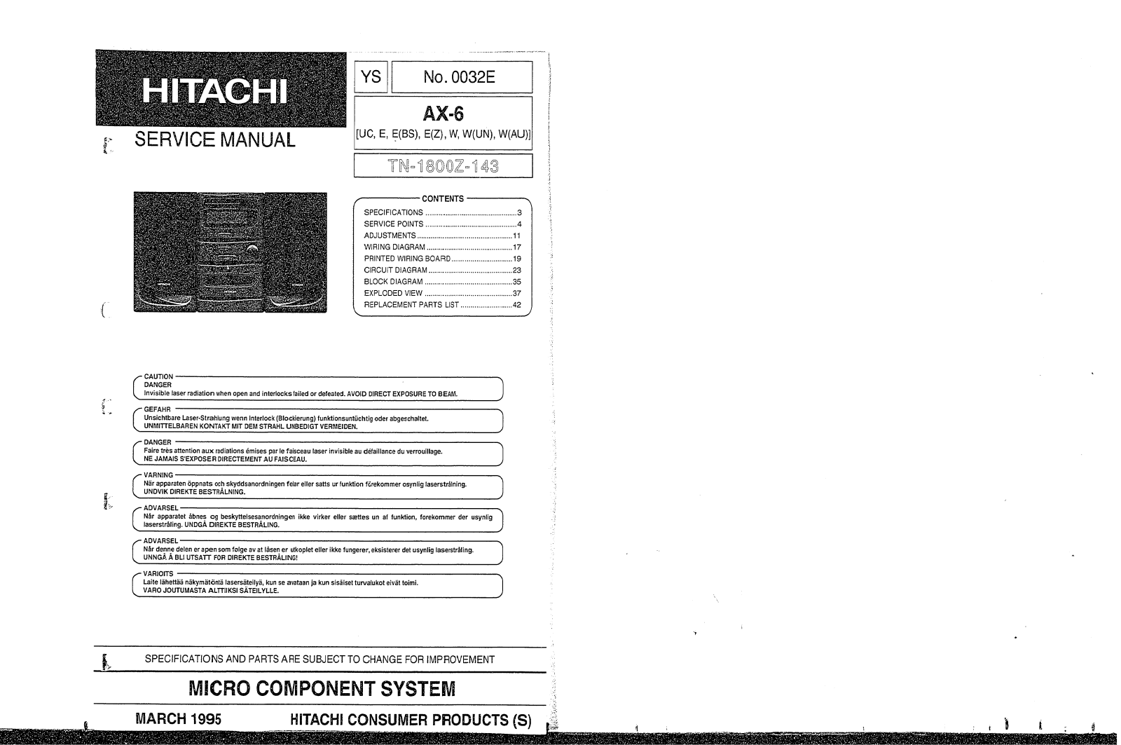 Hitachi AX-6 Service Manual