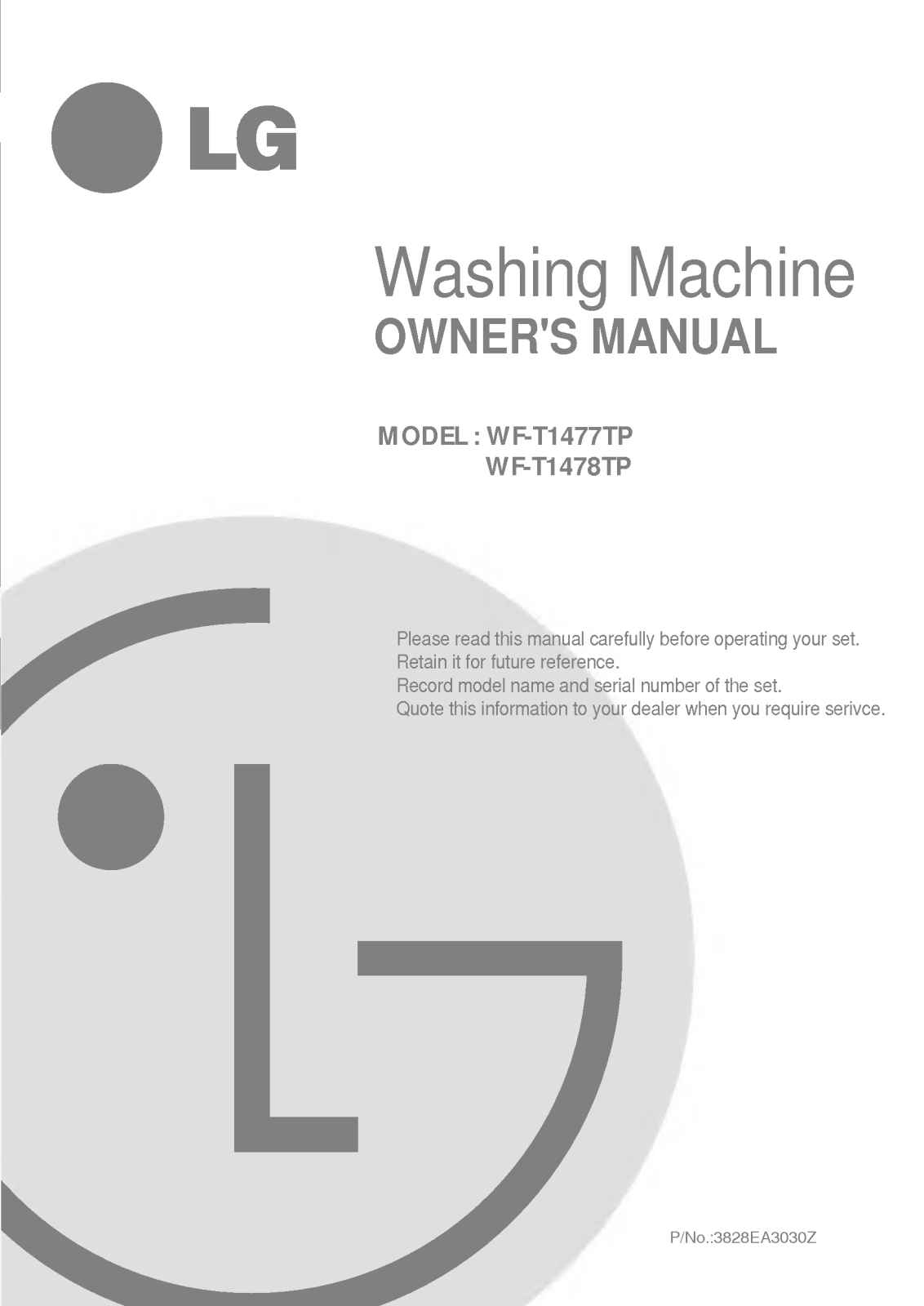LG WFT11D81EP Owner's manual