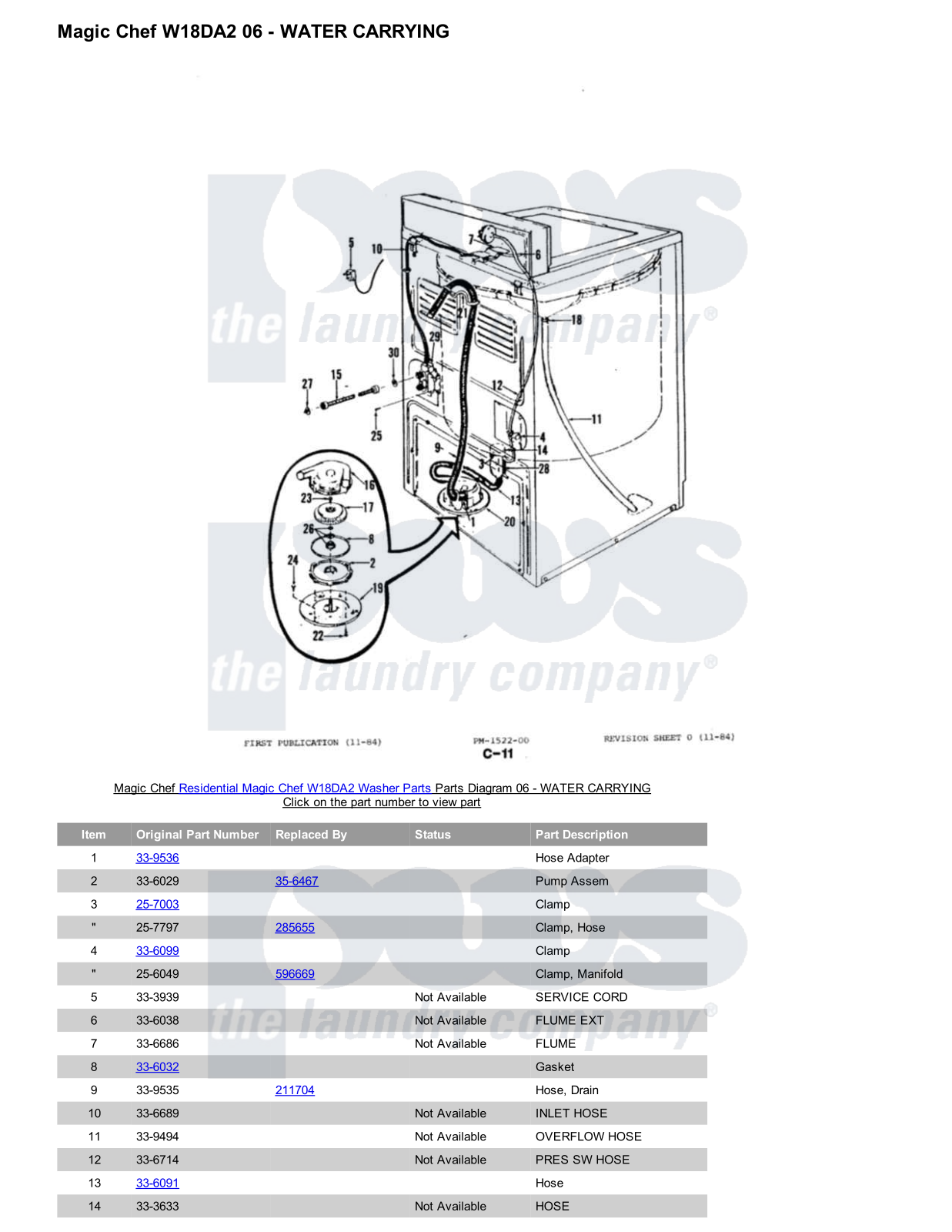 Magic Chef W18DA2 Parts Diagram