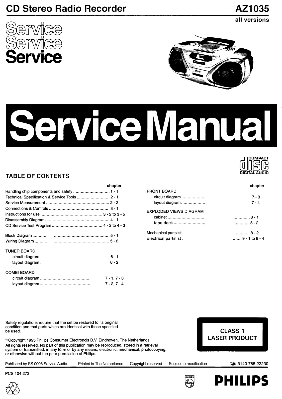 Philips AZ1035 Service Manual