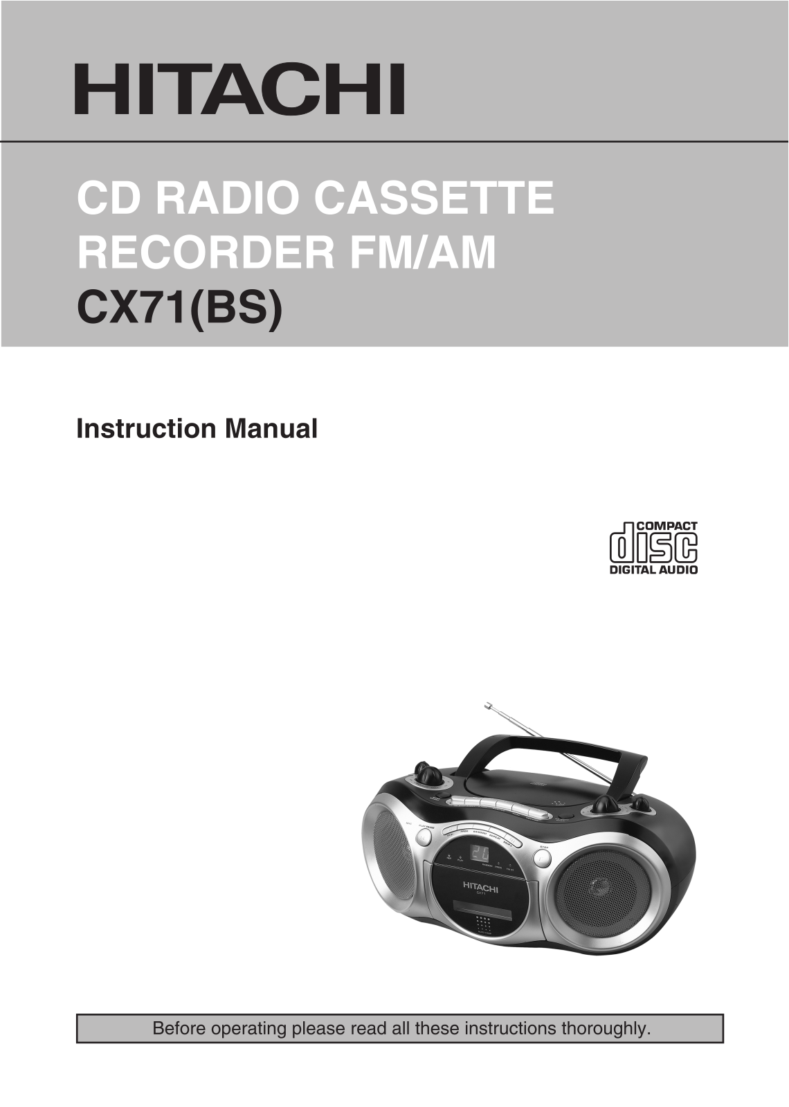 Hitachi CX71BS User Manual