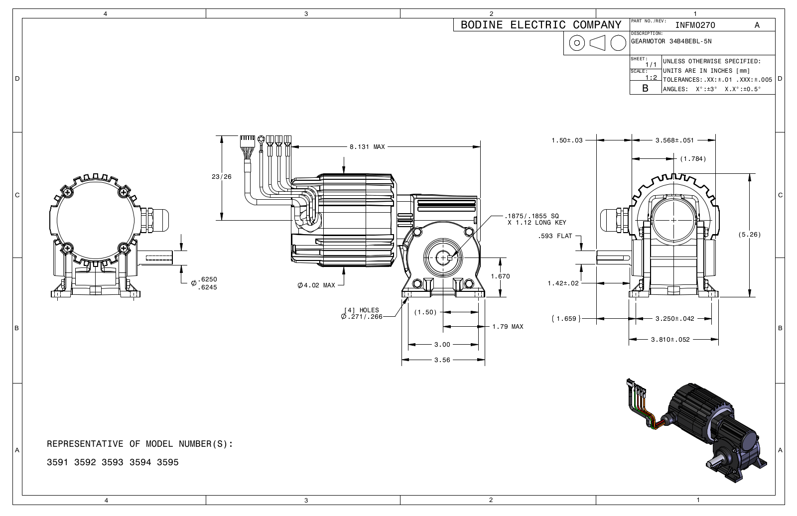 Bodine 3591, 3592, 3593, 3594, 3595 Reference Drawing