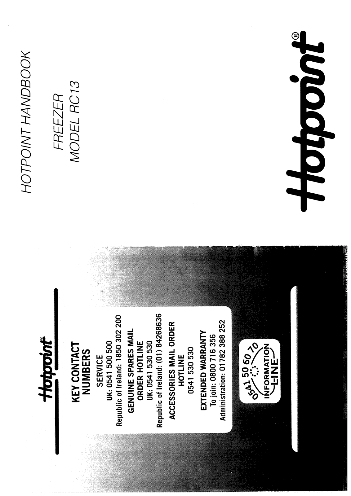 Hotpoint-Ariston HBRC13 User Manual