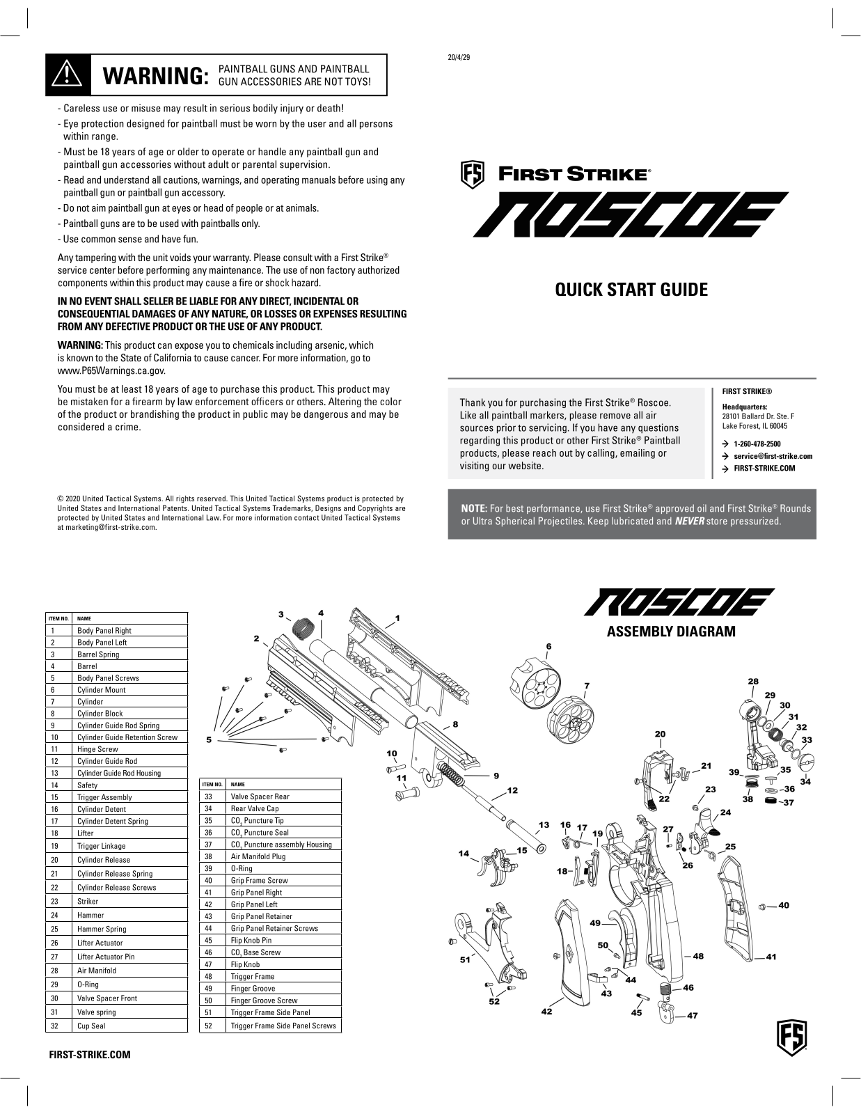 First Strike Roscoe User manual - ManualMachine.com