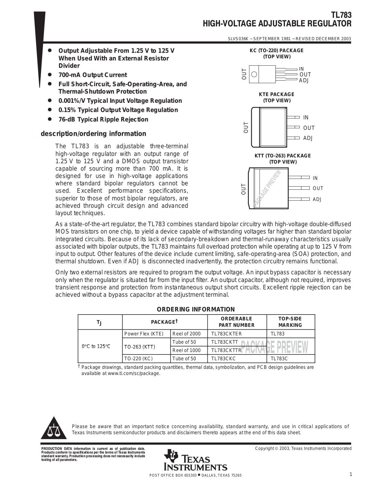 Datasheet TL783C Specification - ManualMachine.com