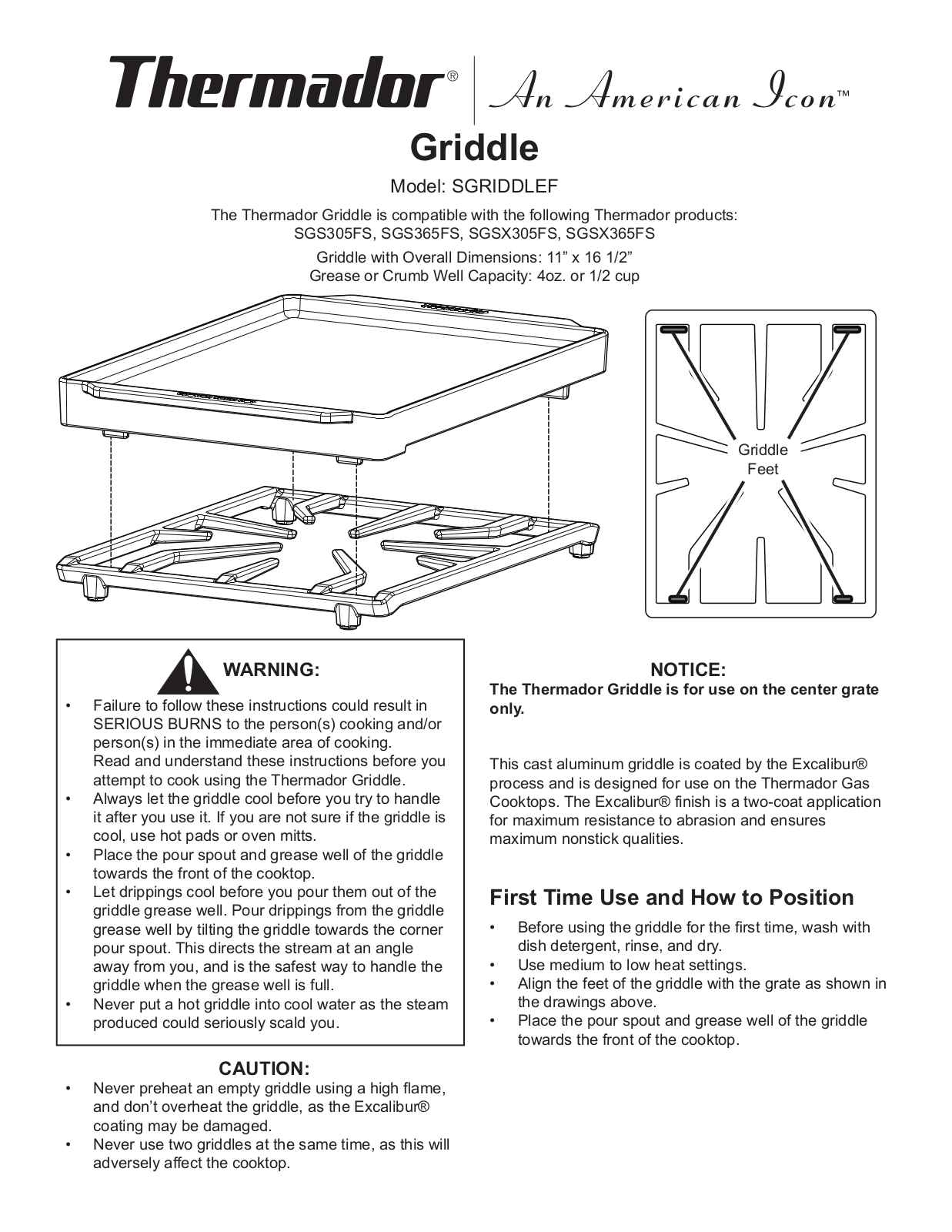 Thermador SGRIDDLEF User Manual