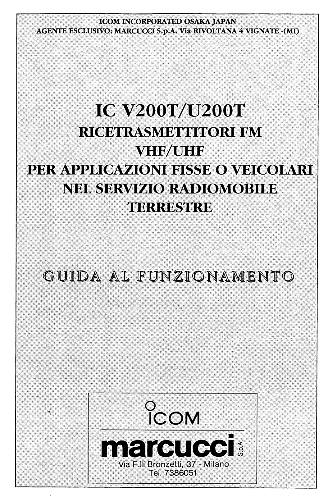 Icom IC-V200T, IC-U200T User guide