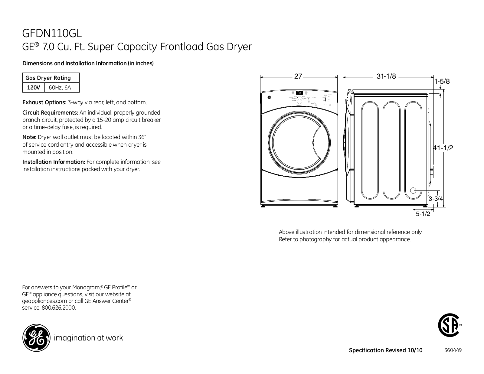 General Electric GFDN110GLWW User Manual