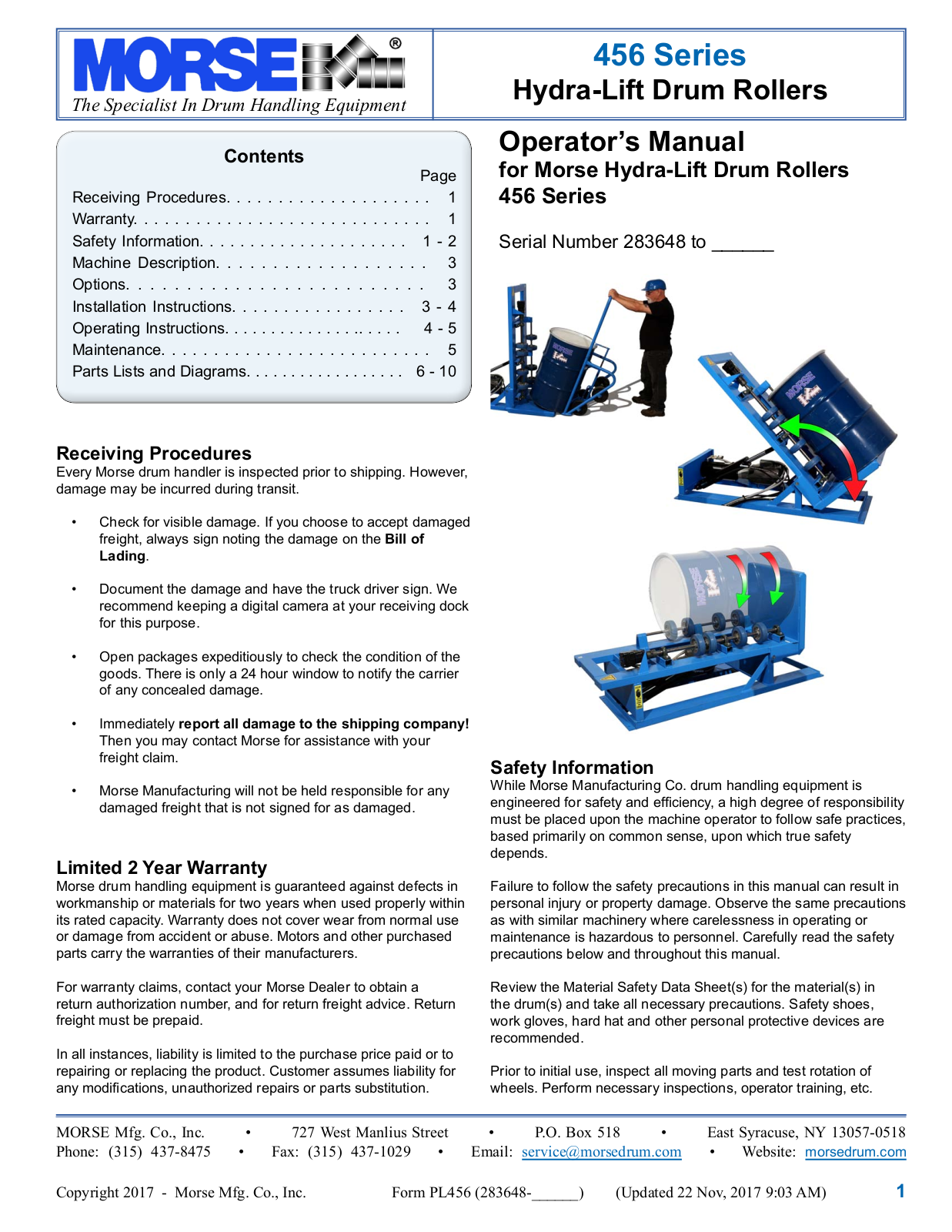 Morse 456-A User Manual