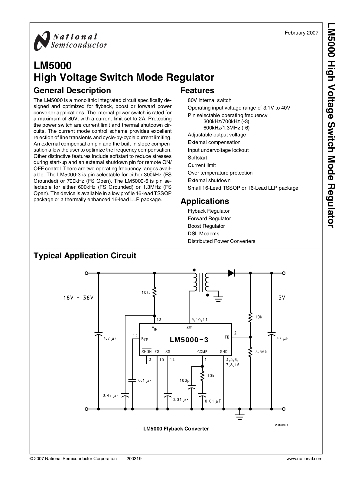 National Semiconductor LM5000 Technical data