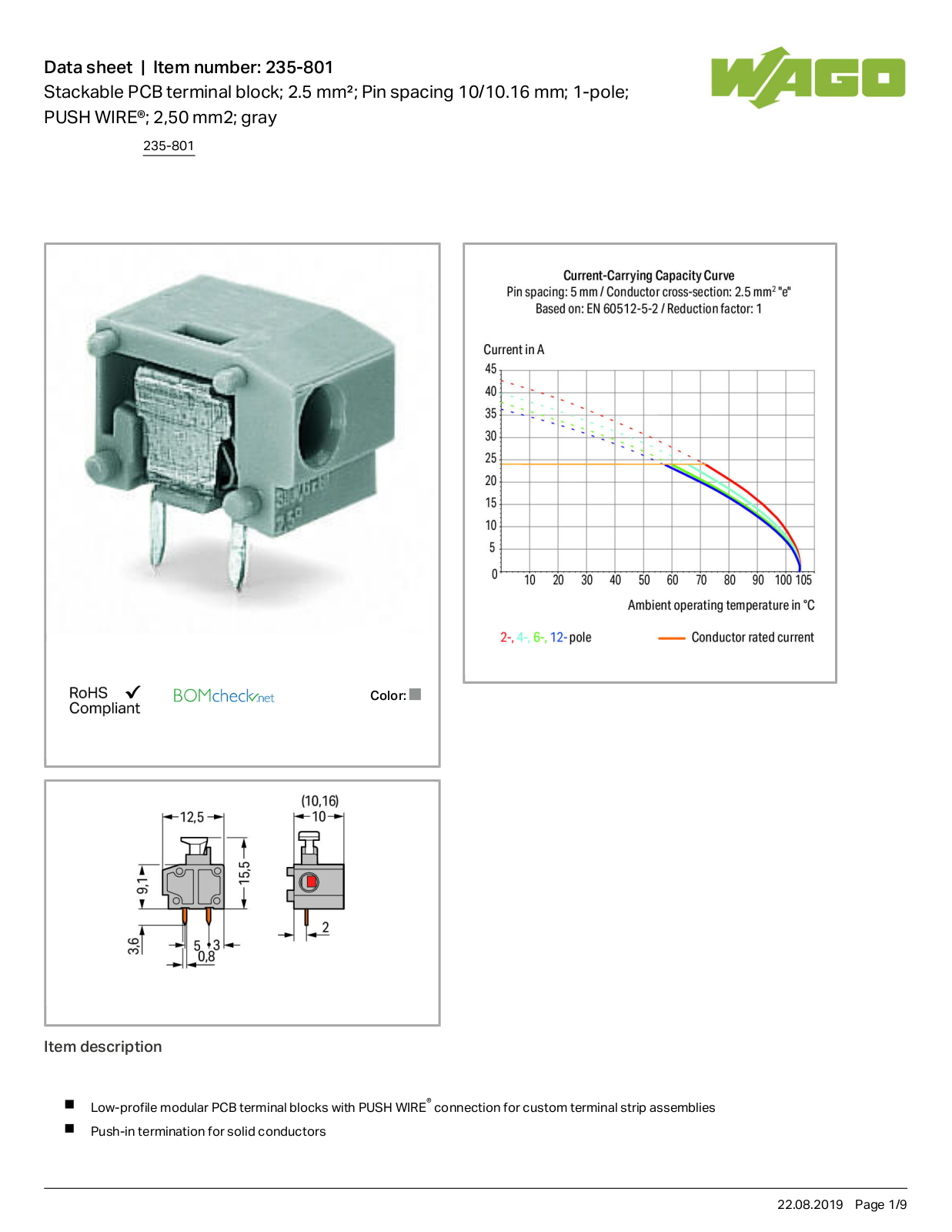 Wago 235-801 Data Sheet