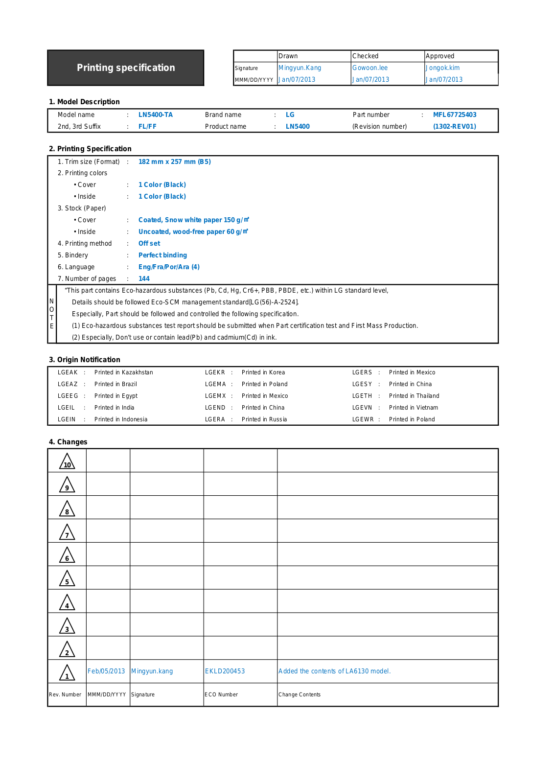 LG 42LN5430 Owner’s Manual