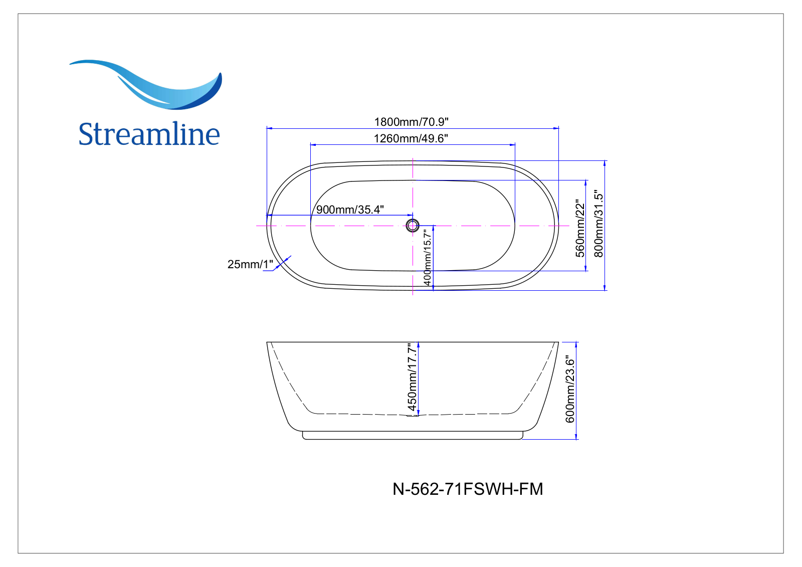 Streamline Bath SLBH1982 Dimensions - ManualMachine.com
