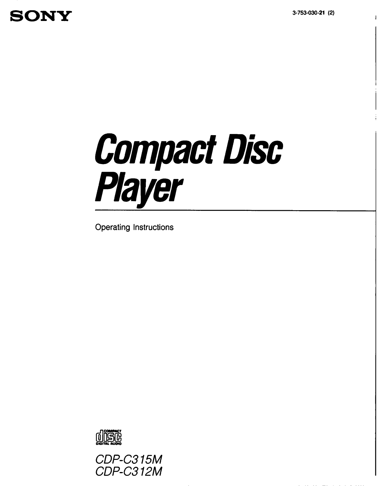 Sony CDP-C312M Users guide