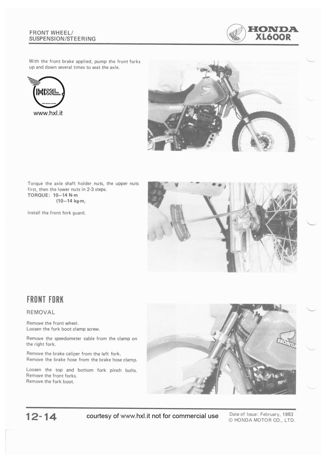 Honda XL600R Service Manual part 12 bis