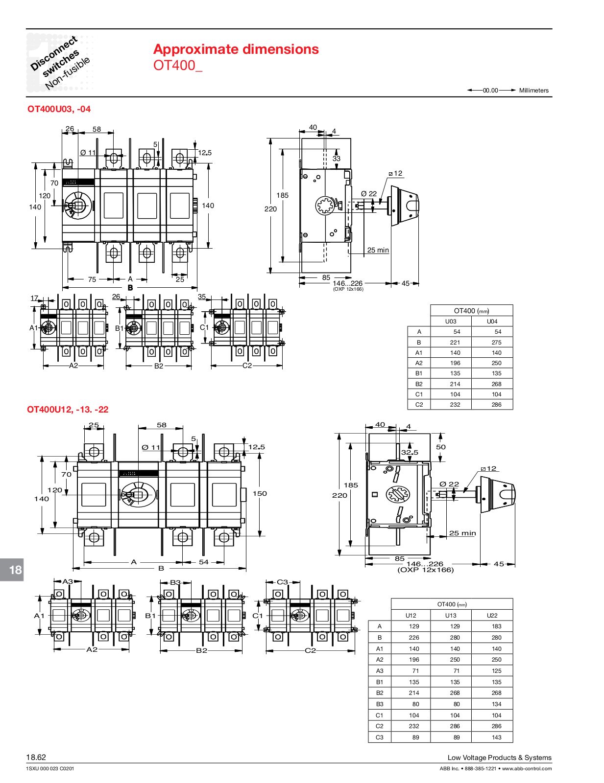 ABB OT400 Dimensional Sheet