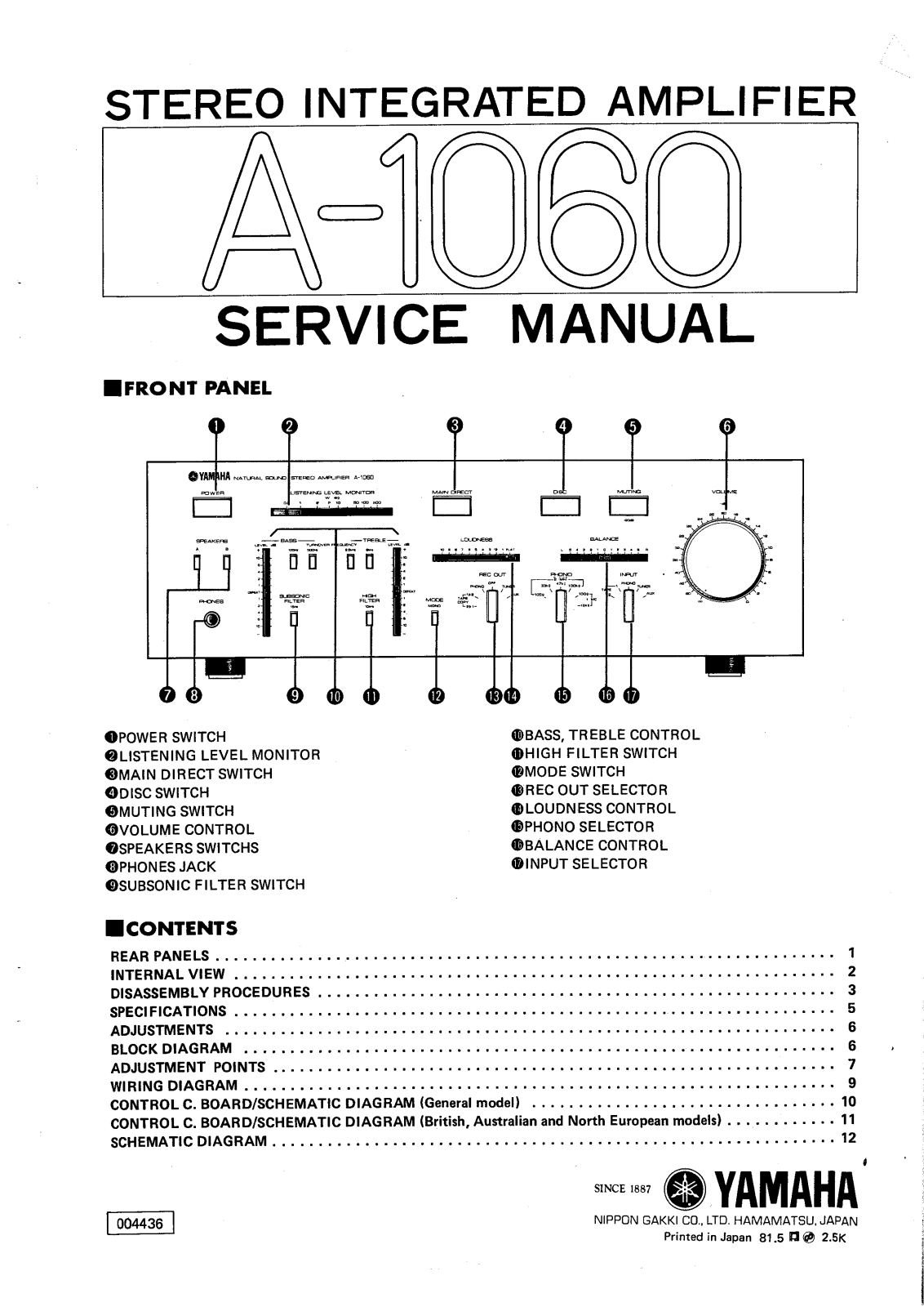 Yamaha A-1060 Service Manual