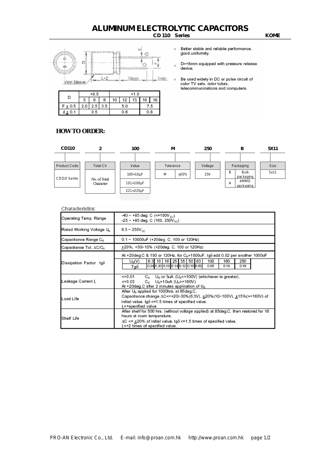 Datasheet CD_110 SERIES Datasheet - ManualMachine.com