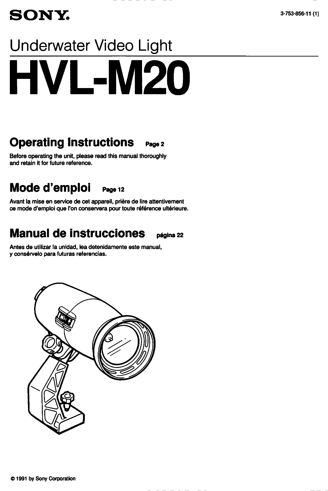 Sony HVL-M20 Operating Instructions