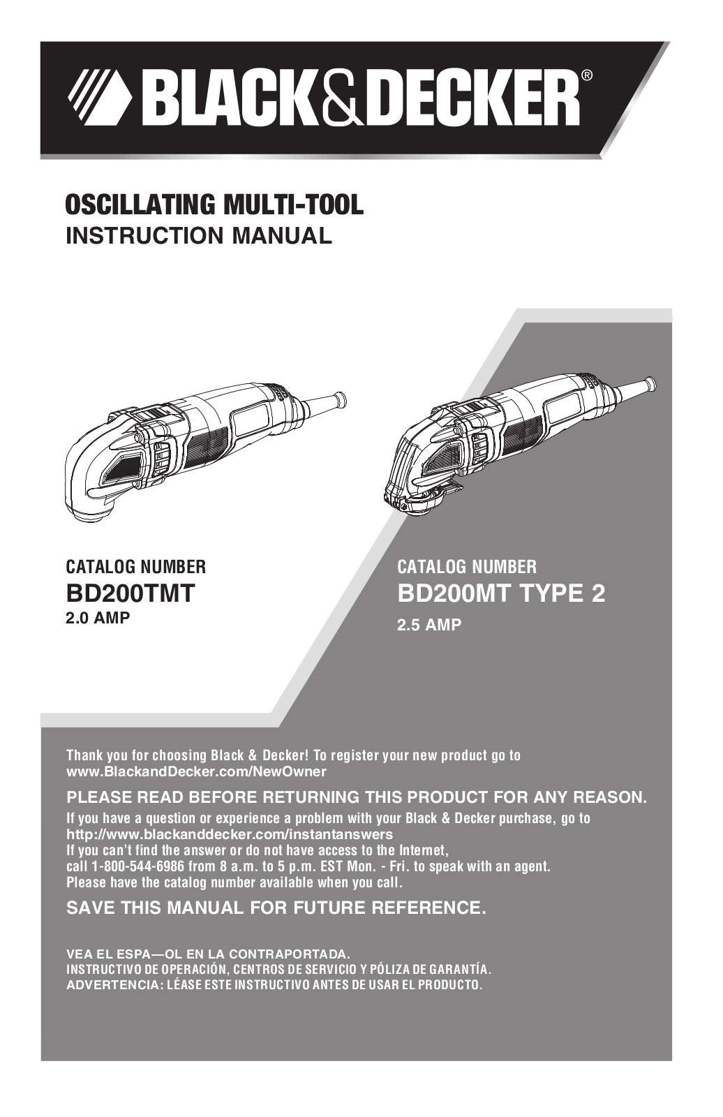 Black & Decker BD200MTBR, BD200MTB, BD200MT, BD200TMT User Manual