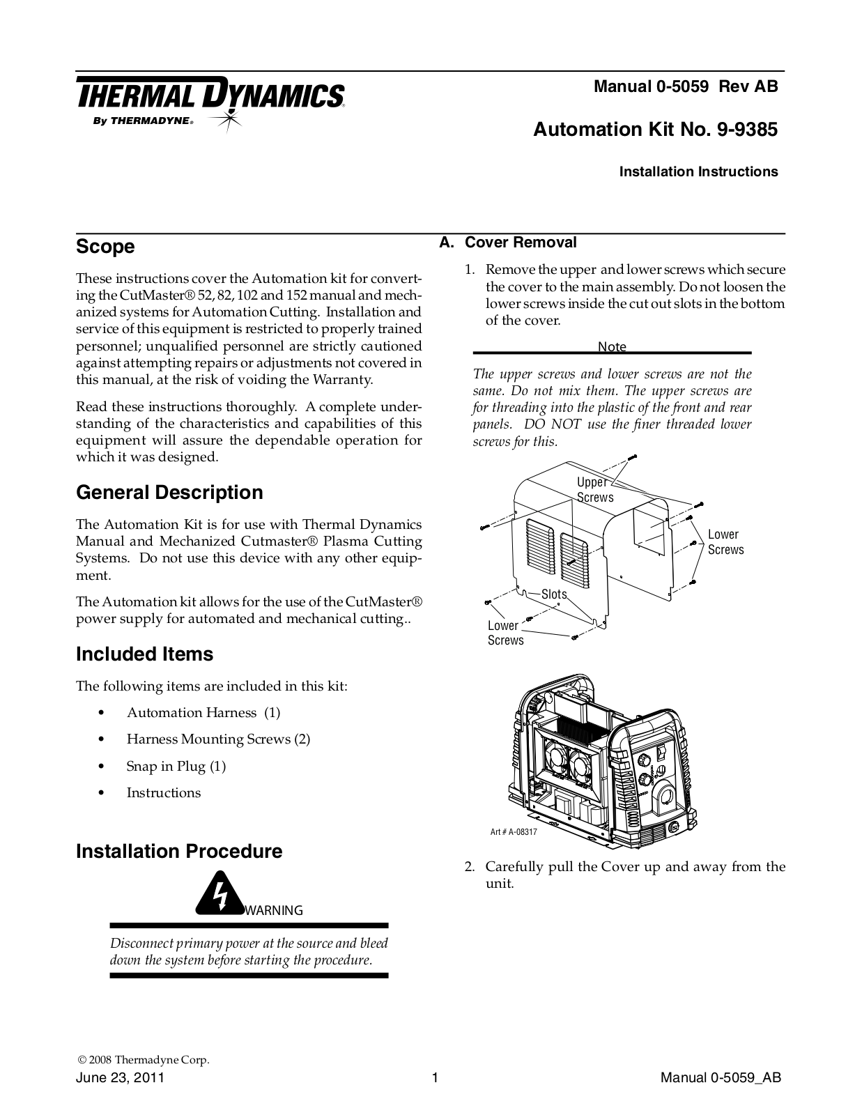 Tweco 9-9385 User Manual