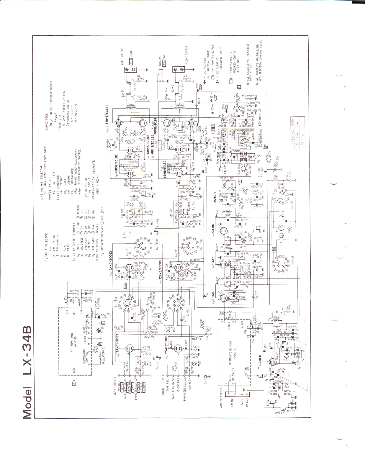 Pioneer LX-34-B Schematic