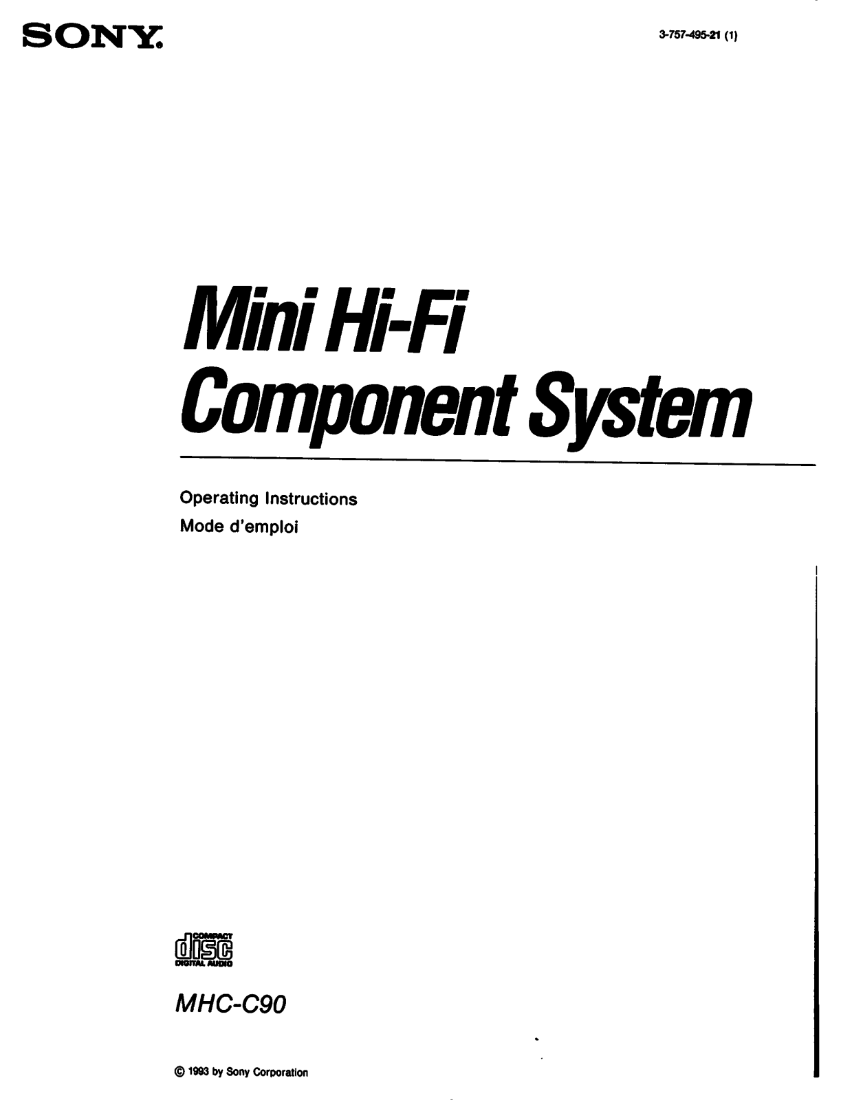 Sony MHC-C90 Operating Manual