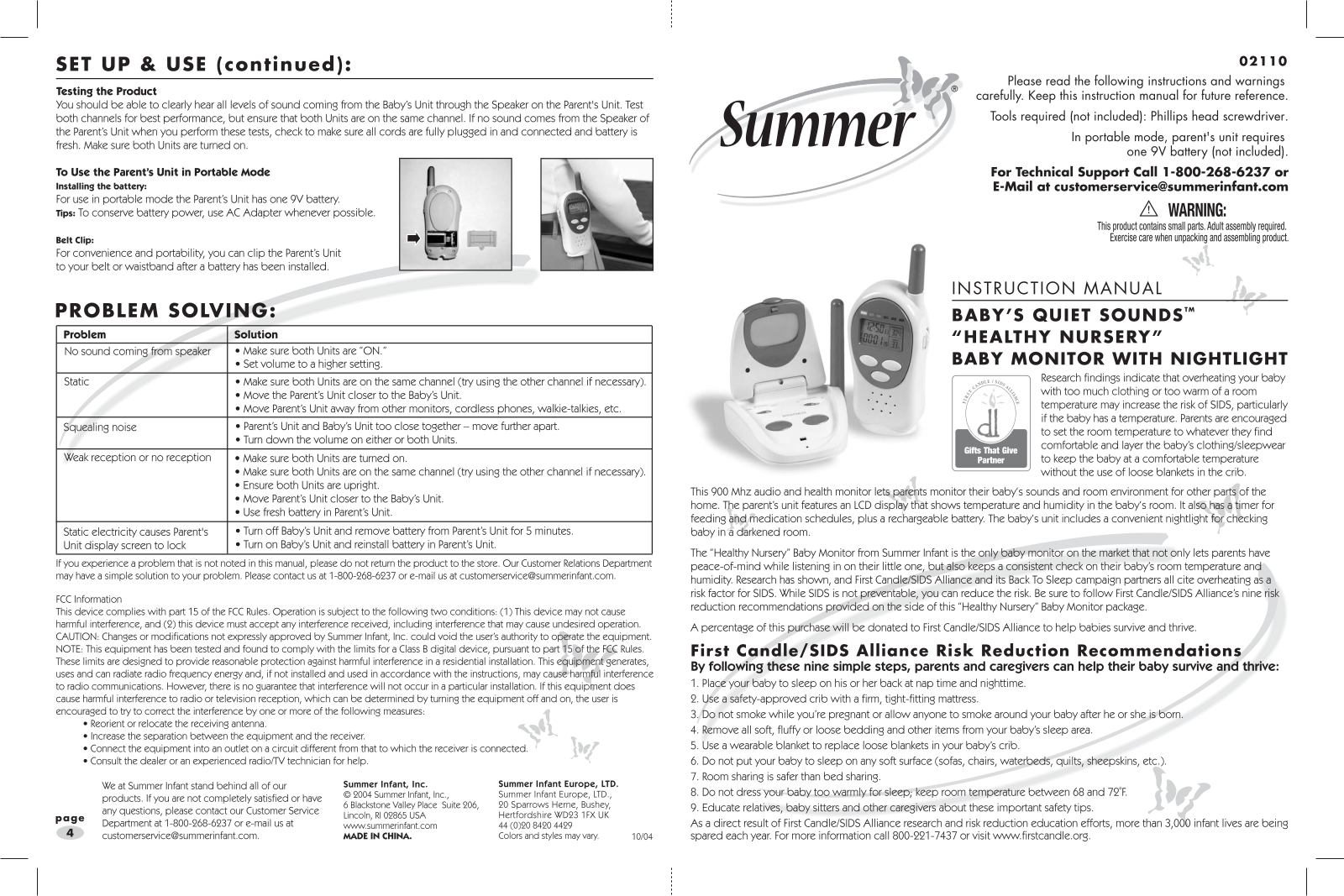 Summer Infant 02110T Users Manual