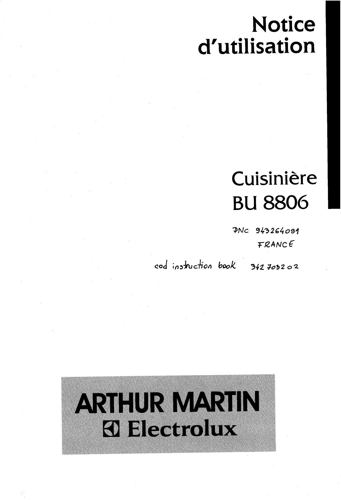 Arthur martin BU8806 User Manual