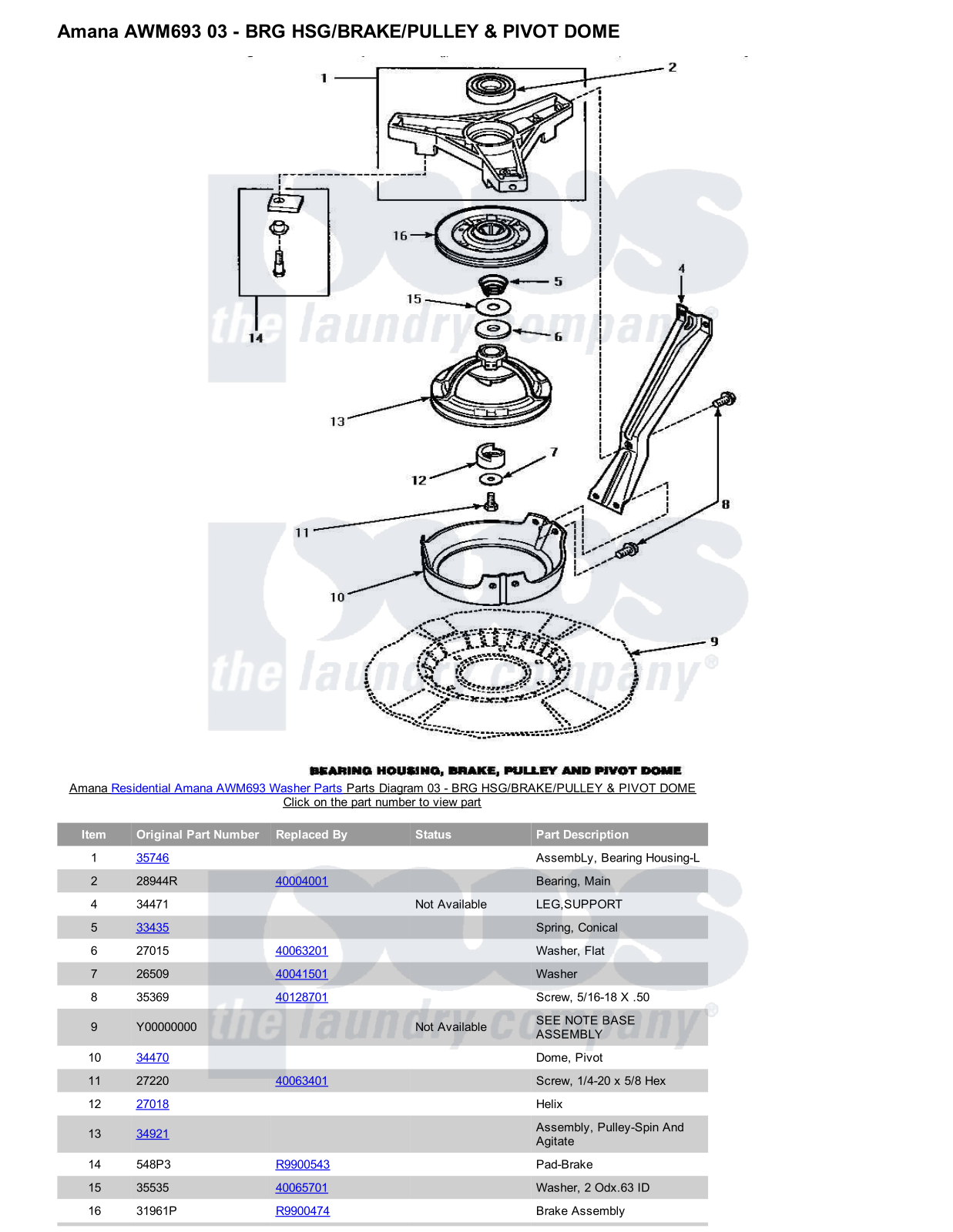 Amana AWM693 Parts Diagram