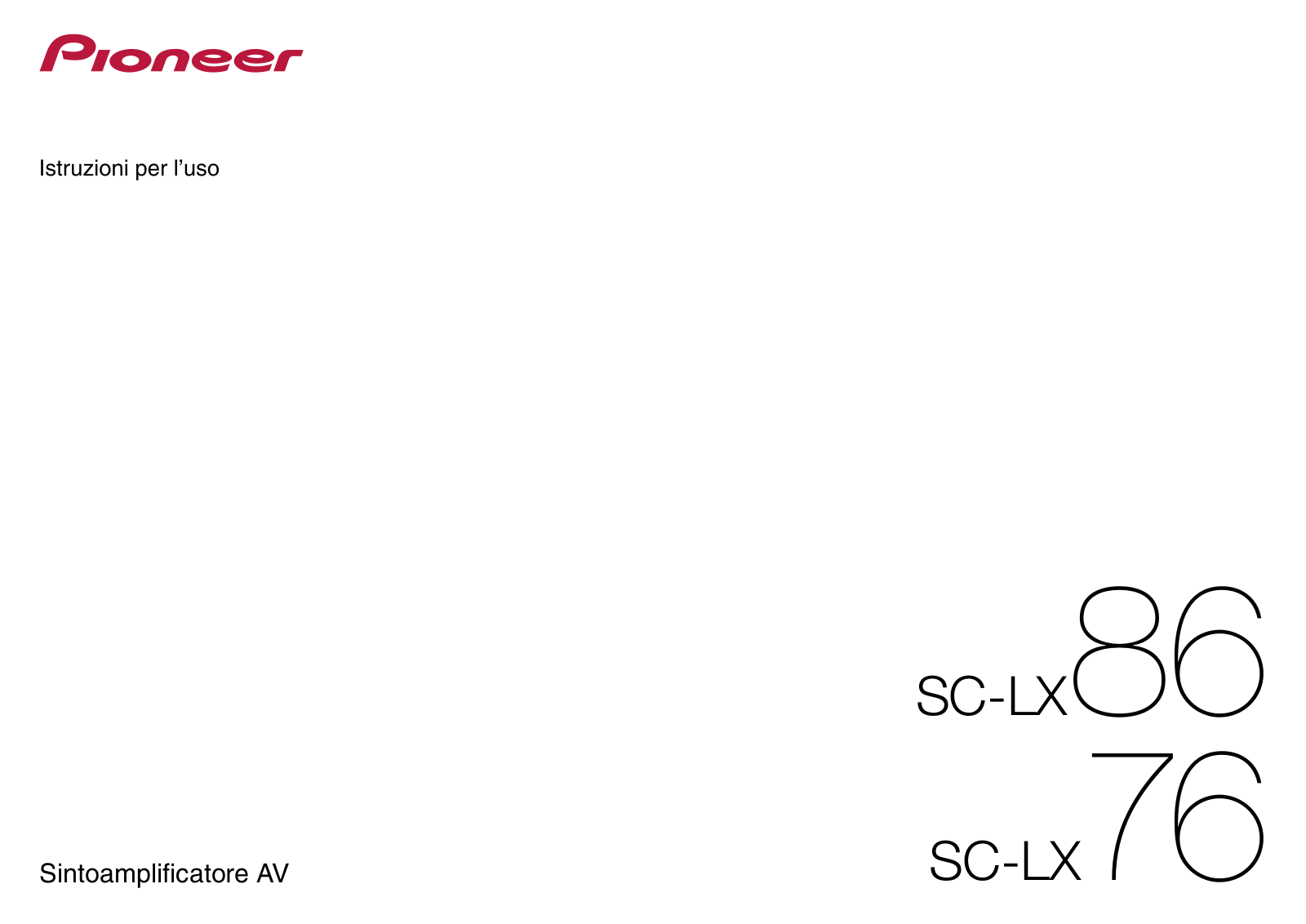 Pioneer SC-LX86-K, SC-LX76-S, SC-LX86-S User manual