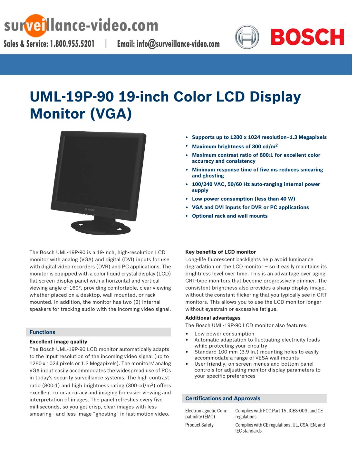 Bosch UML-19P-90 Specsheet