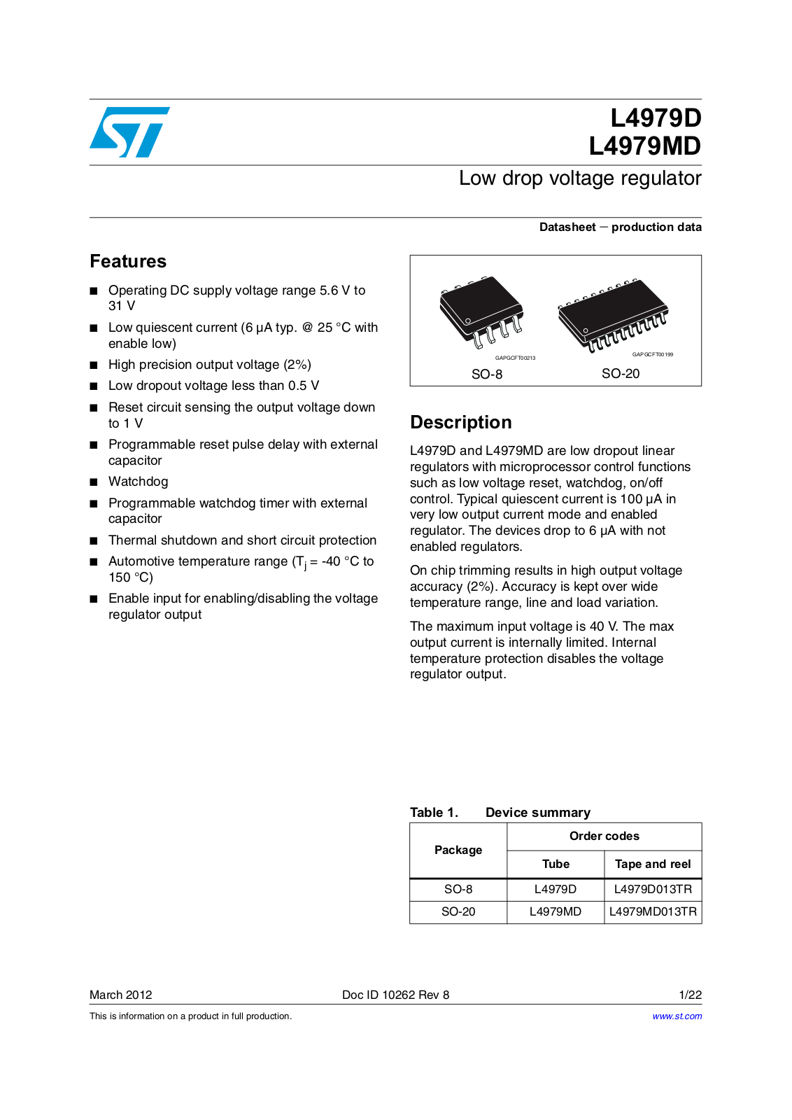 ST L4979D, L4979MD User Manual