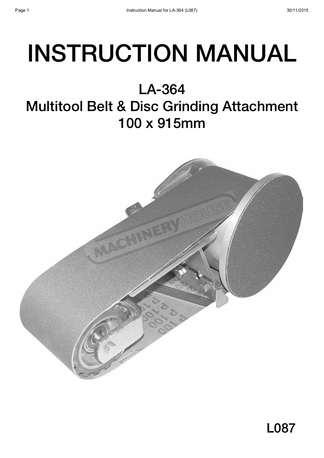 MULTITOOL L087, LA-364 Instruction Manual - ManualMachine.com