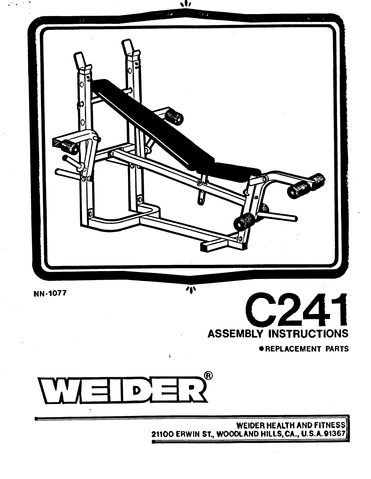 Weider C241 Owner's Manual