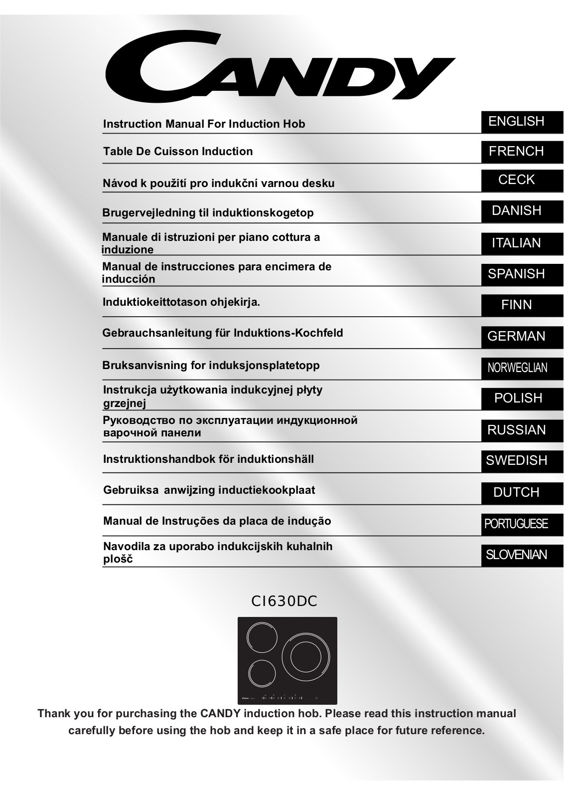 Candy CI630DC User Manual