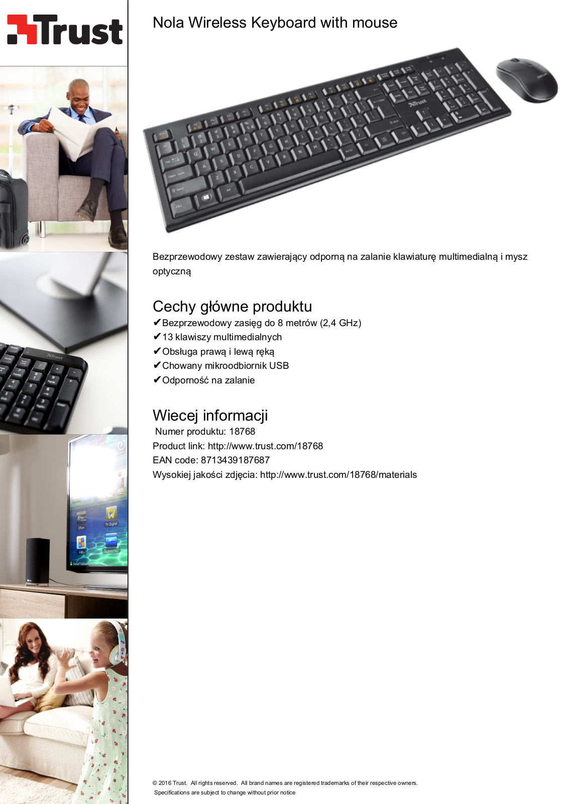 Trust Nola Wireless Keyboard with mouse User Manual