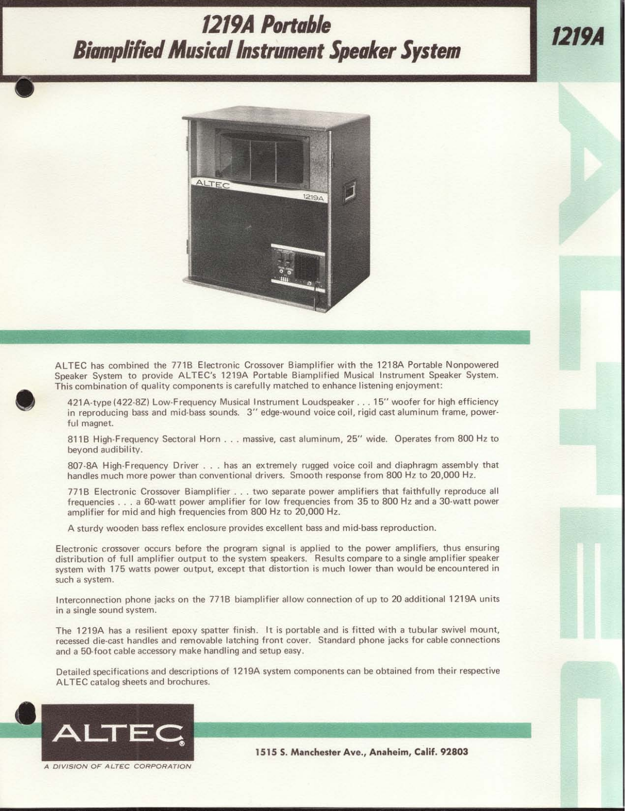 Altec lansing 1219A User Manual