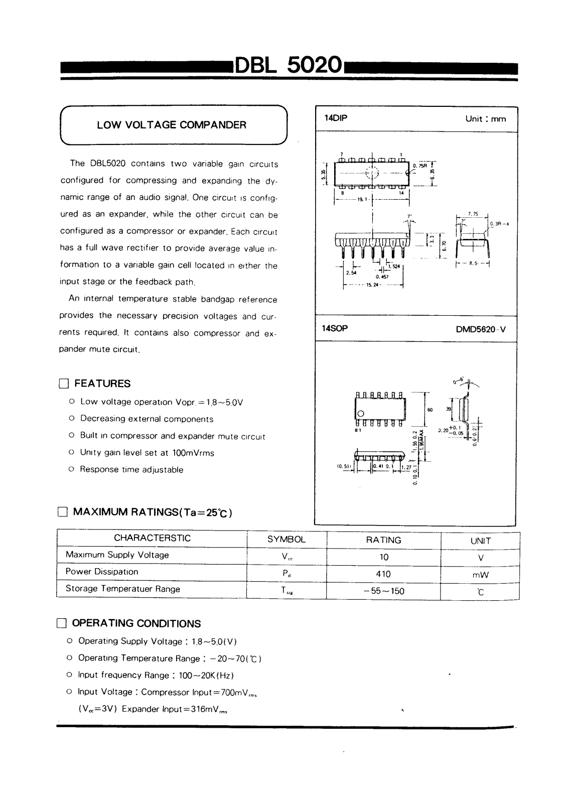 Daewoo Semiconductor DBL5020-V, DBL5020 Datasheet