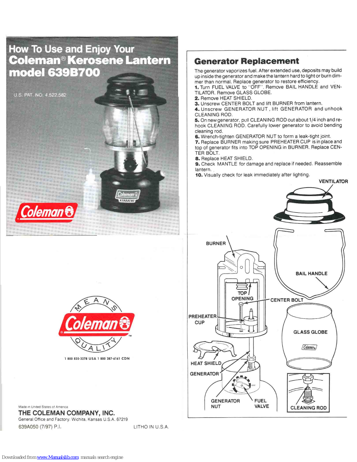 Coleman 639B700 User Manual