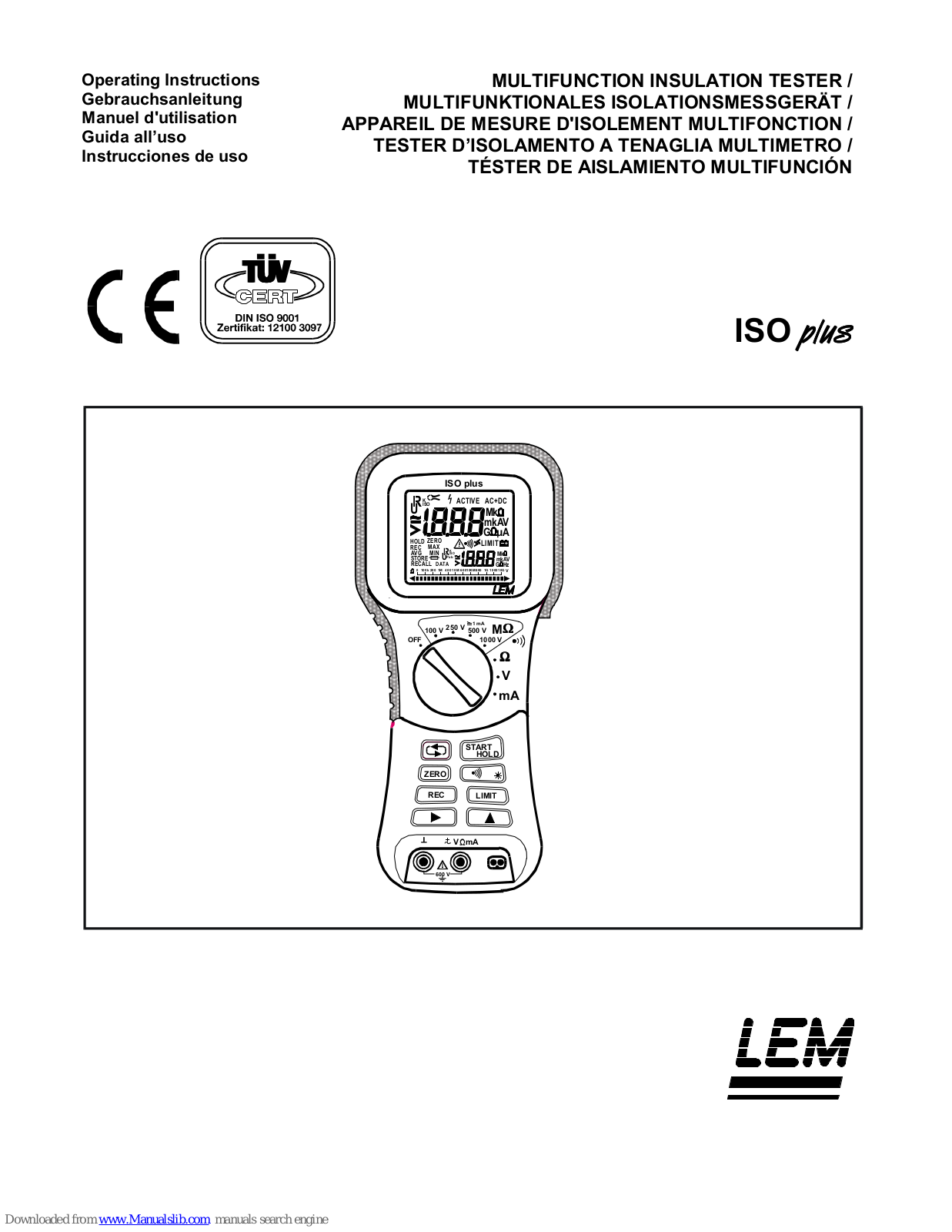 LEM ISO plus Operating Instructions Manual - ManualMachine.com