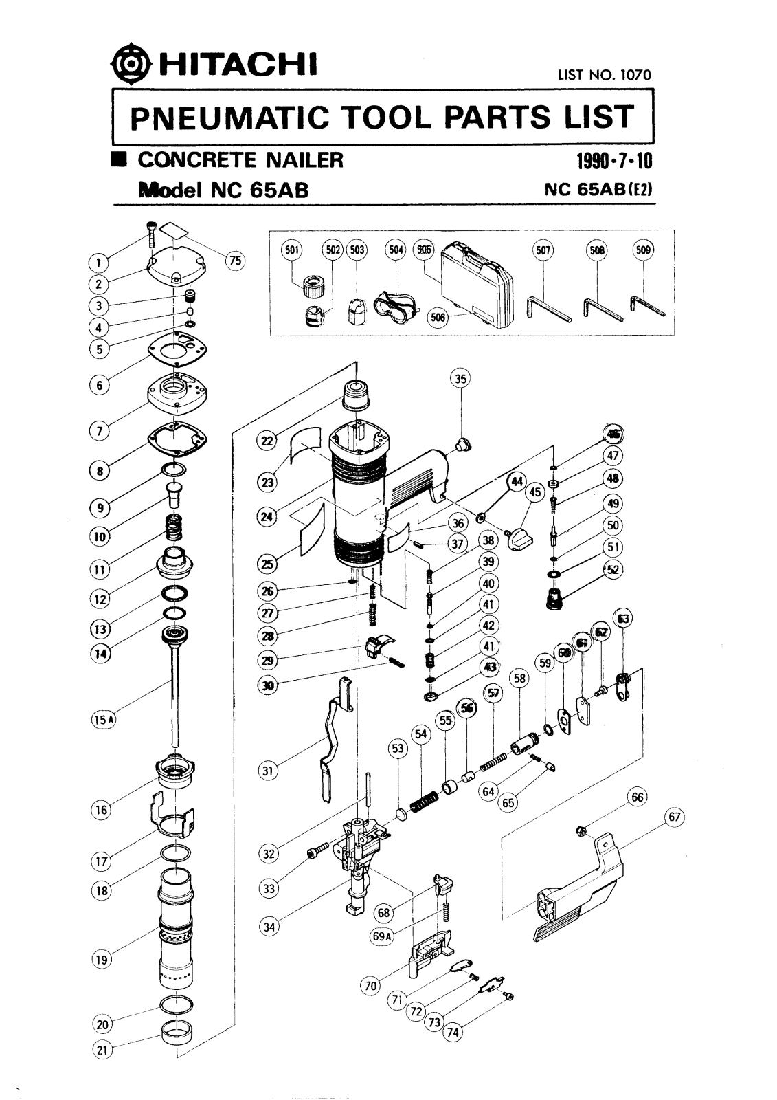 Hitachi NC65AB PARTS LIST