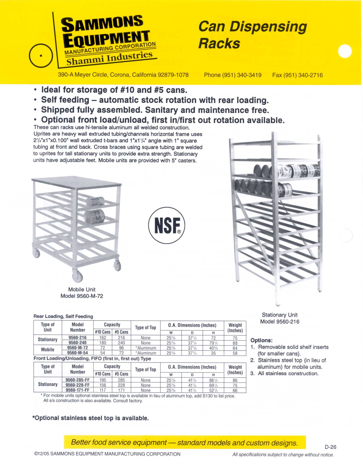 Sammons Equipment 9560-240 User Manual