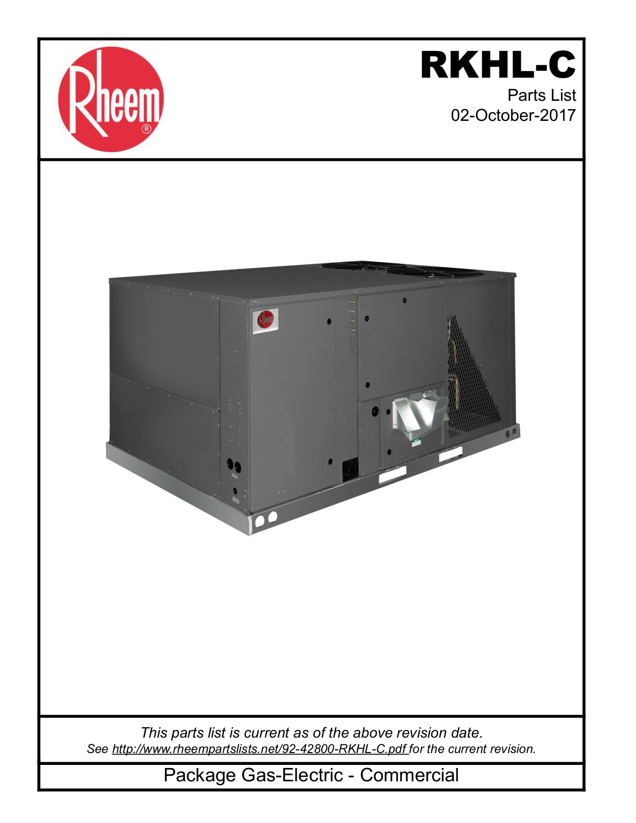 Rheem RKHL-C User Manual