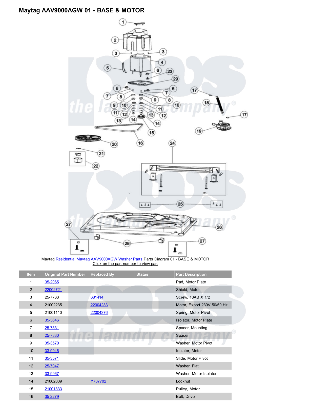 Maytag AAV9000AGW Parts Diagram